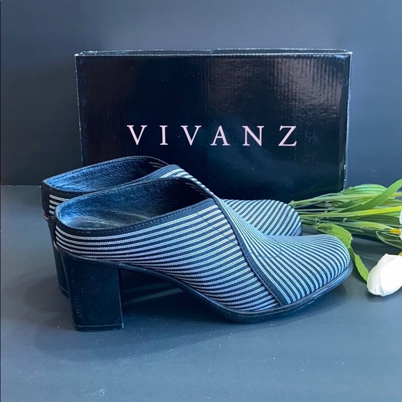 Black and White Striped Mules - Picture 6 of 8